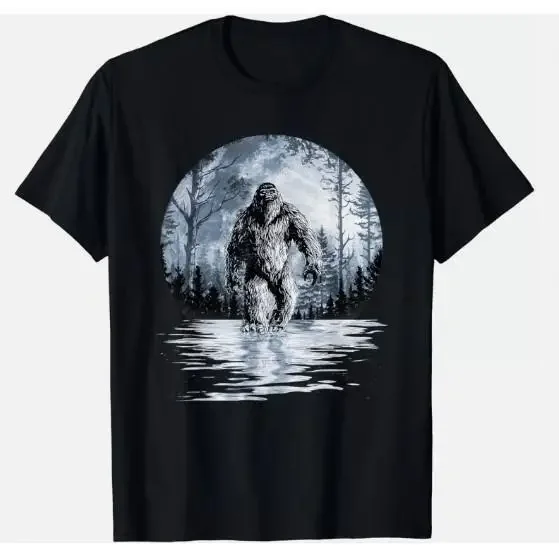 Mens Women Bigfoot Shirt Moon Lunar Shirt Sasquatch T-Shirt, hot hot