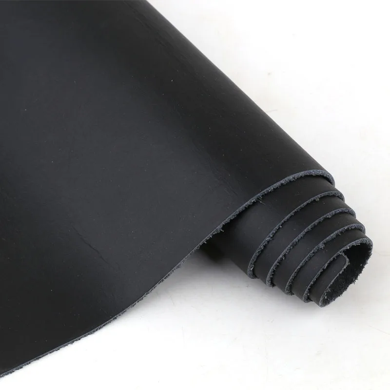Black plain-weave leather, first-layer cowhide sofa, bedside car seat, soft leather material, 1.2mm handmade leather goods