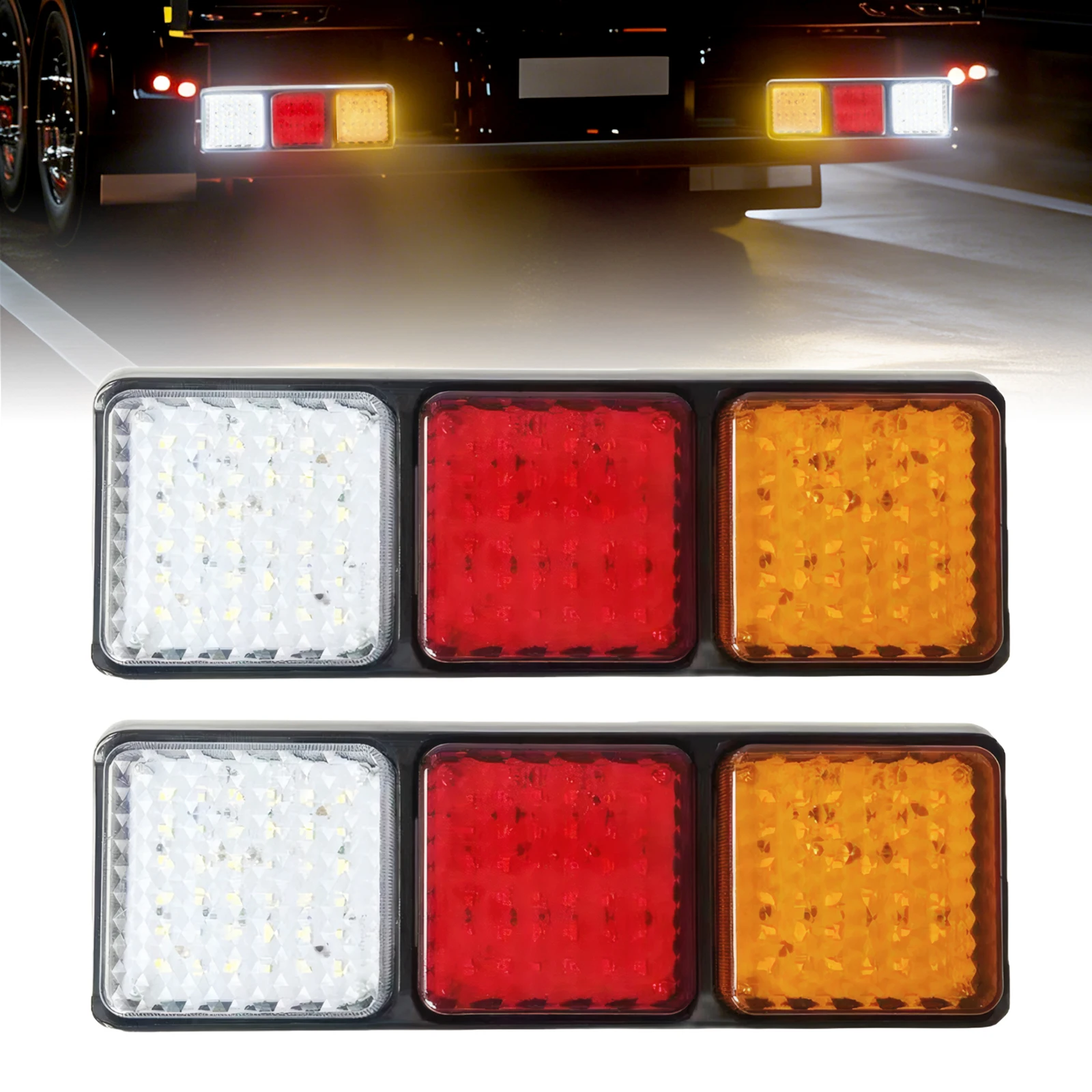 

2pcs 24V 108LED Truck Tail Lights 4-in-1 Stop Reverse Indicator Rear Lamp For Trailer RV Lorry Caravan Boat Engineering Vehicle
