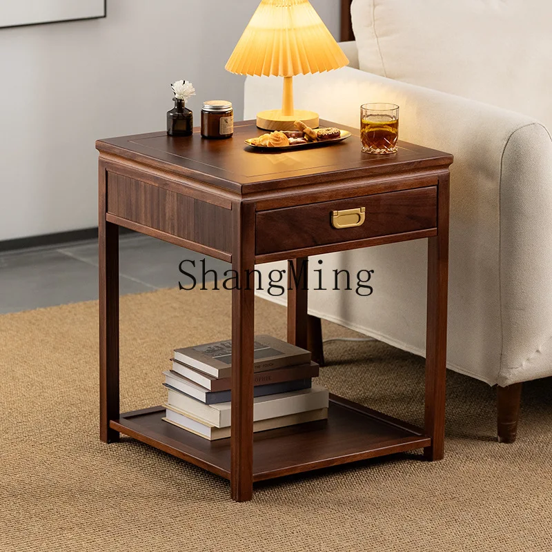 

ZYY mahogany sofa corner side cabinet new Chinese solid wood living room bedside small table rack