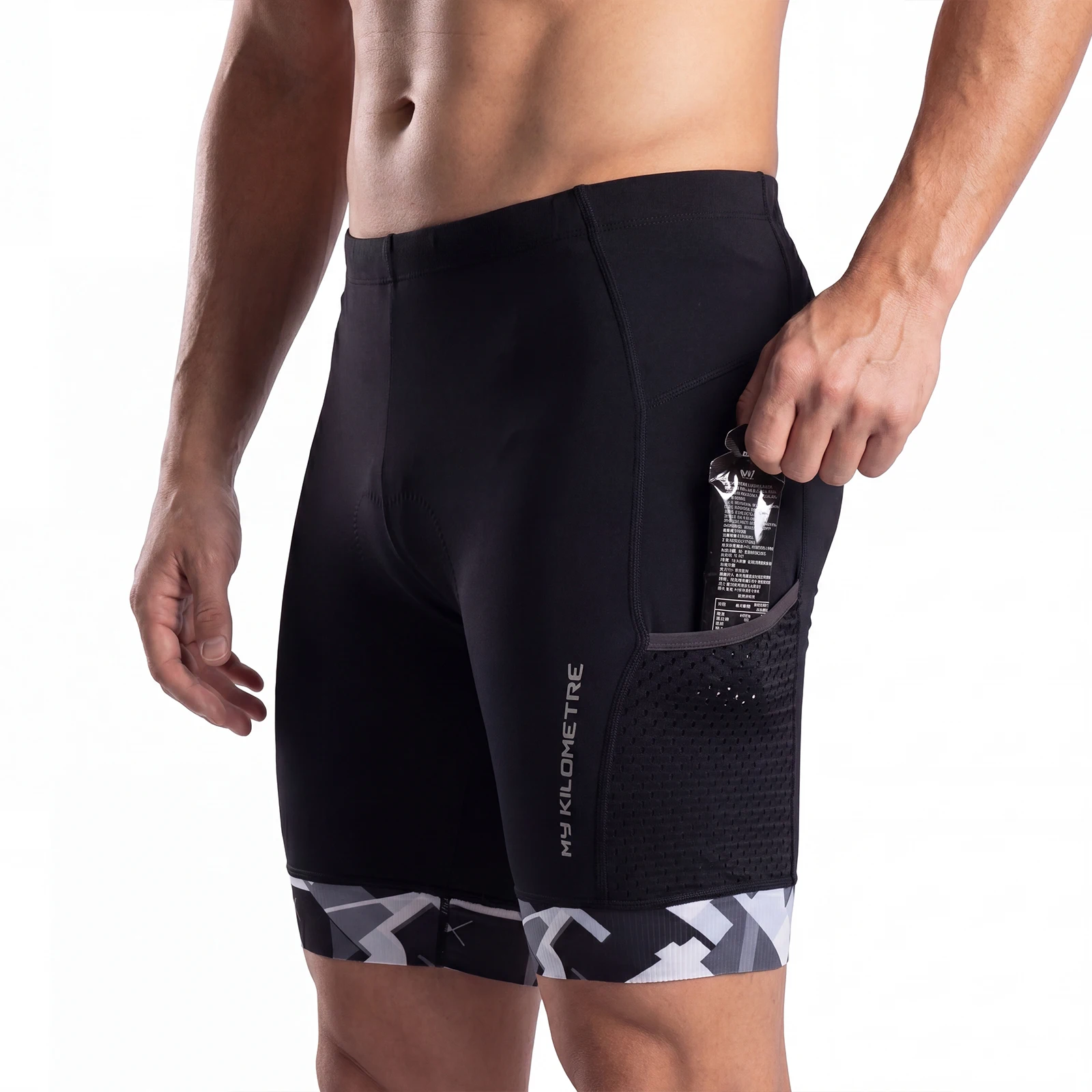 Men's Tri Shorts Quick Dry Compression Triathlon Cycling Shorts with Pad Side Pockets Swim Bike Run MY KILOMETRE
