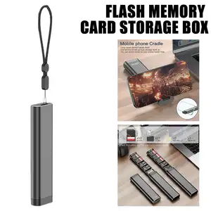 Bilashmart Aluminum Alloy SD Card Case Shock proof Card Holder Portable Memory Card Box 10SD 27TF 2Nano Cards Storage Box Phone Holder