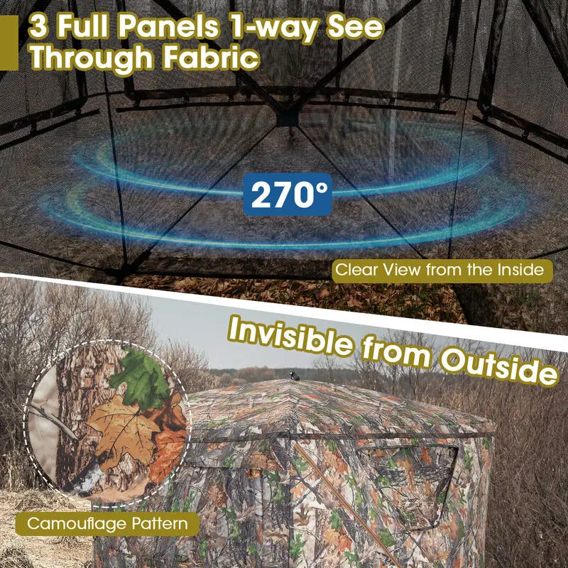 2-3 Person Hunting Blind Portable Pop Up Ground Tent with Carry Bag and Storage Pocket view 7