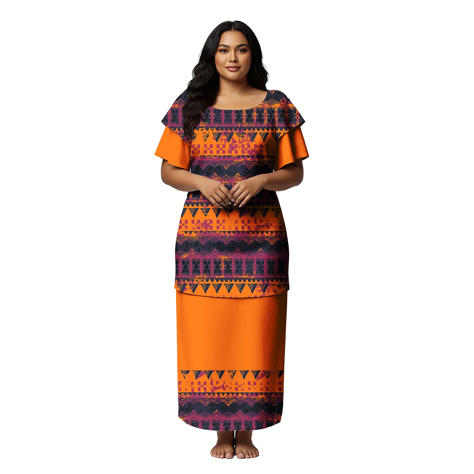 

In Bulk Custom Pattern Crewneck Hawaiian Ladies Wear Polynesian Lady Skirts Samoan Fashion Clothing Tribal Tapa Dresses Women's