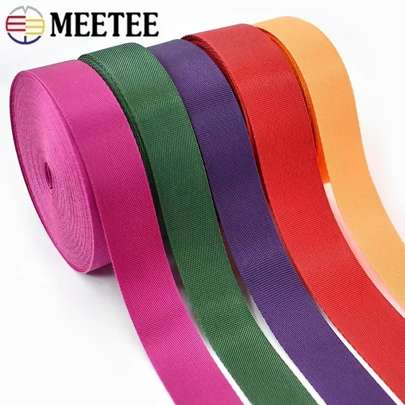 8M Meetee 20-50mm Nylon Webbing Tape for Backpack Strap Band Ribbons Seat Belt Label DIY Bags Binding Fabric Sewing Accessories