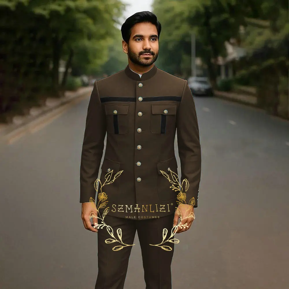 Klassische, solide Anzug-Sets für Herren, modisch, Party, maßgeschneidert, Slim-Fit-Blazer, Hosen, 2-teilig, Hochzeitsbankett, Trauzeuge, formelle Outfits