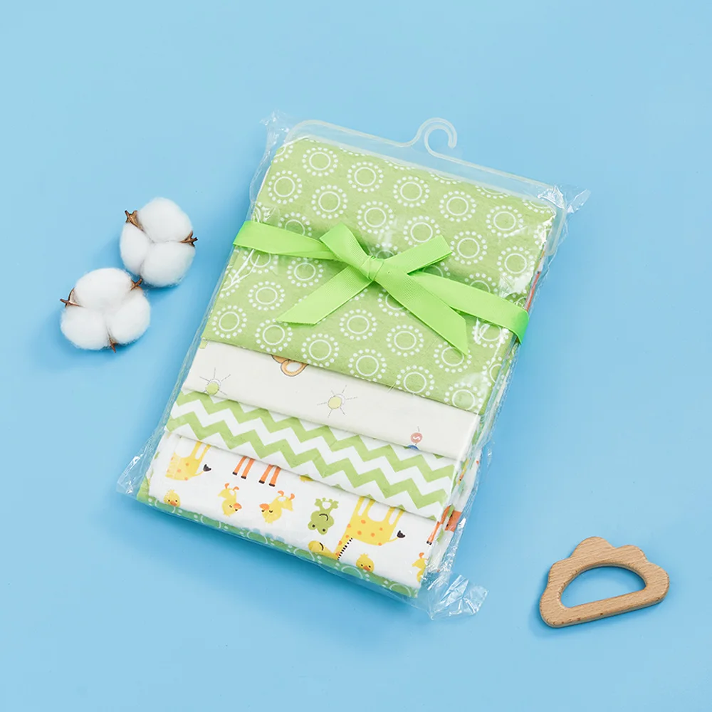 HappyFlute 4Pcs Set 76*76cm Cotton Fabric Printed Multifunctional Receiving Baby Blanket Newborn Gift