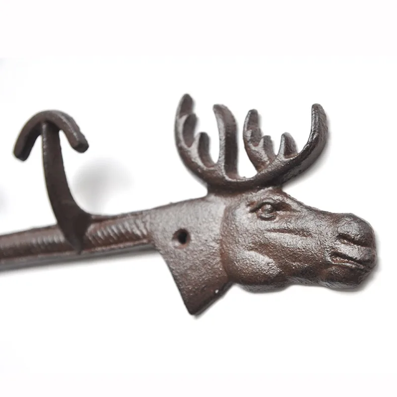 Wall Accents with Elk Design Hat Coat Hooks Iron Hanging Hooks, Strong Load-Bearing for Garden Courtyard Iron Art