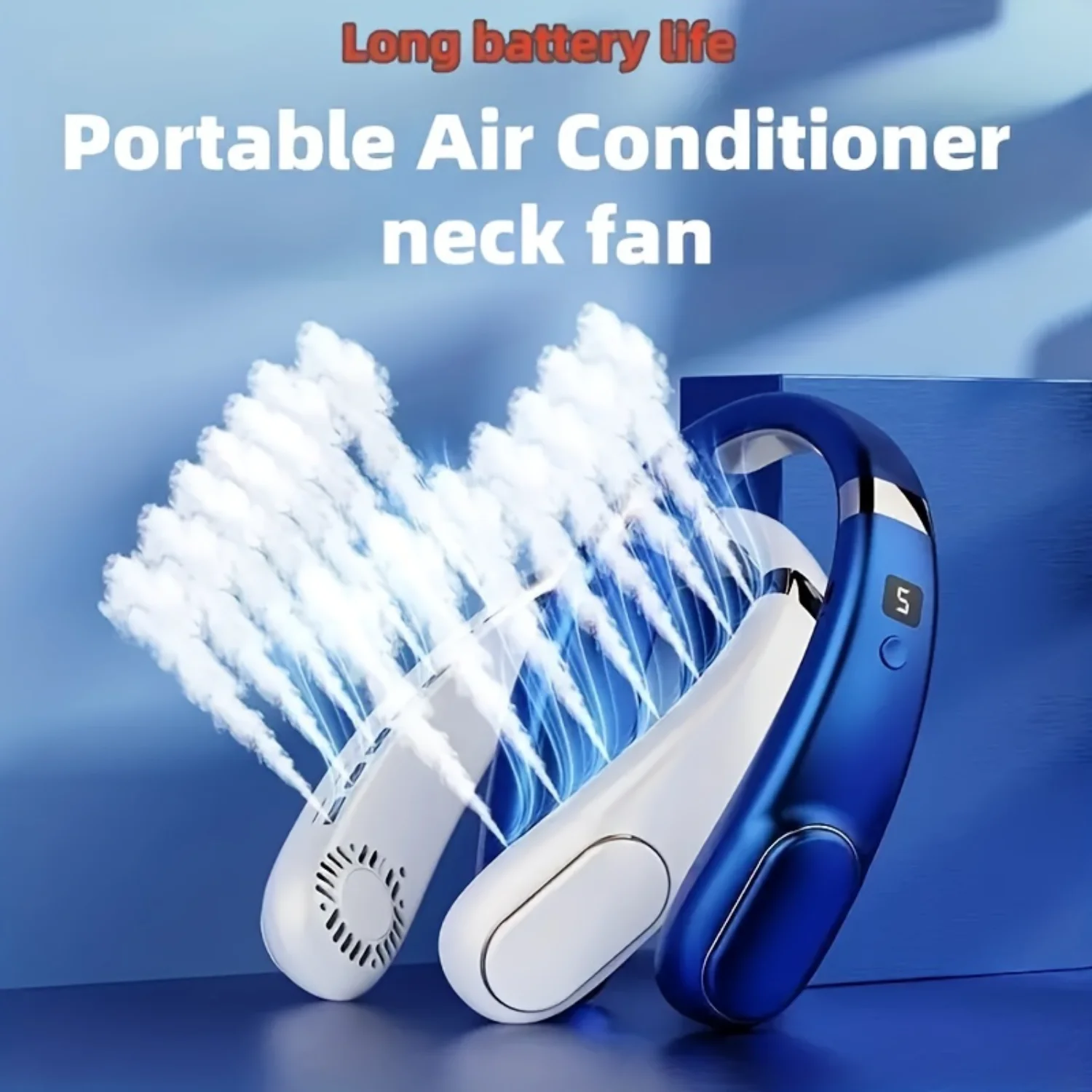 Portable Hanging Neck Fan with LED Display, Ice Porcelain Refrigeration, USB Charging, Silent Summer Cooling Artifact, 1PC