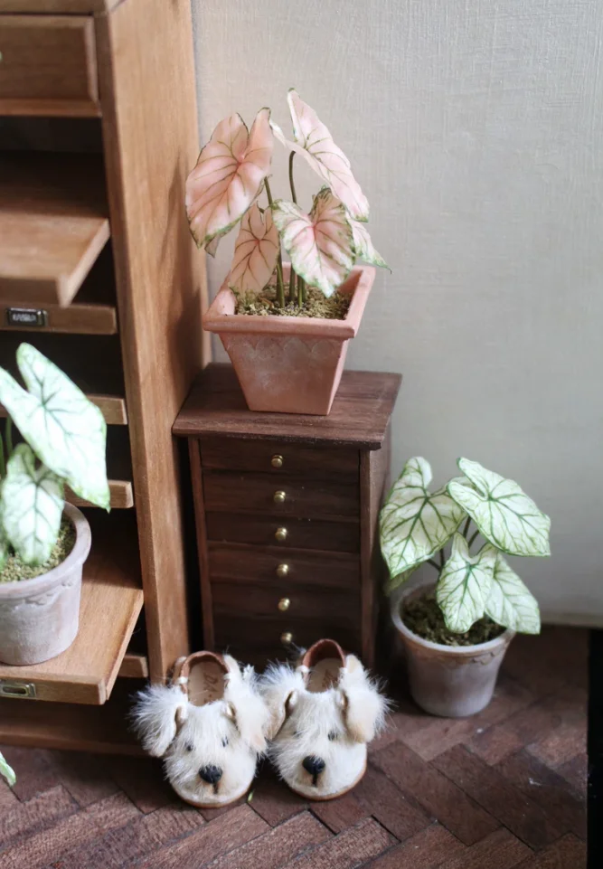1:6 Miniature Plant Set, Handmade Realistic Fern Maple Caladium Potted,Exclusive Custom Sizes BJD Dollhouse Garden Bjd Decor Art
