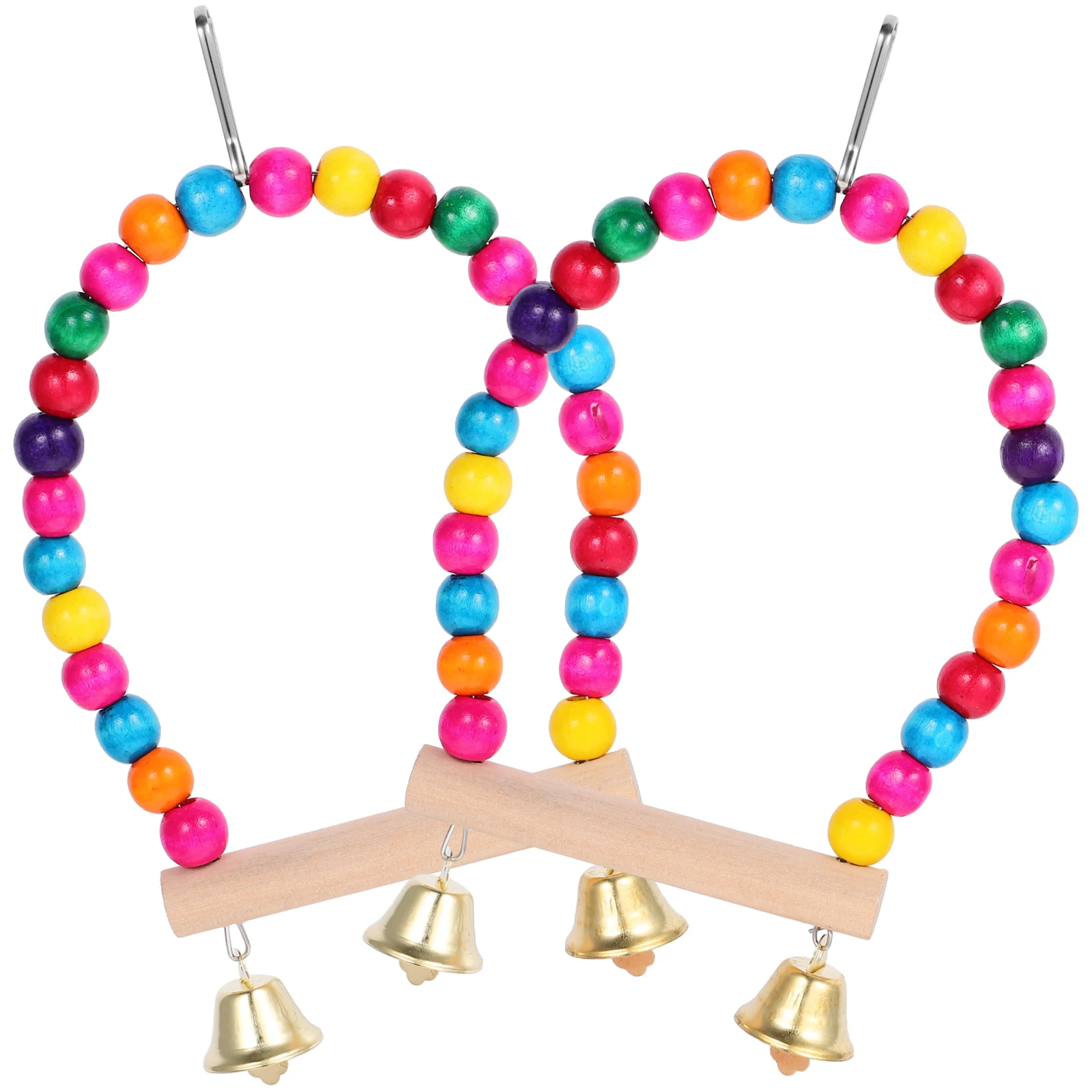 

2pcs Bird Perch Swing Wooden Chewing Toy for Parakeets Wood Stand Plaything Pet Parrot Balance Training Cage Decor