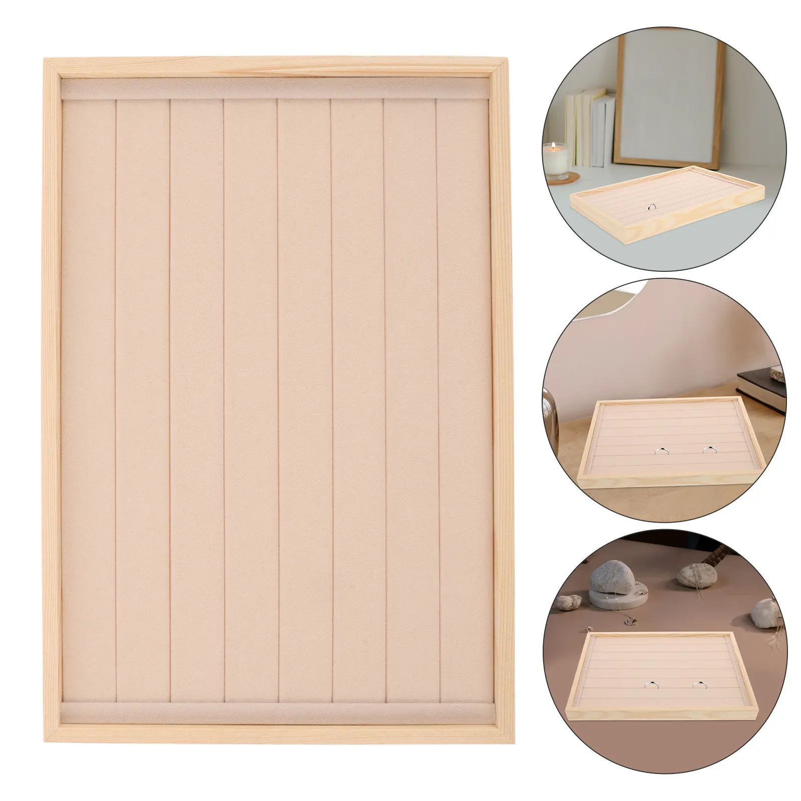 

Wood Jewelry Tray Stackable Organizer Elegant Ring Display Box Drawer Divider for Earrings Necklace Storage Ring Display Tray