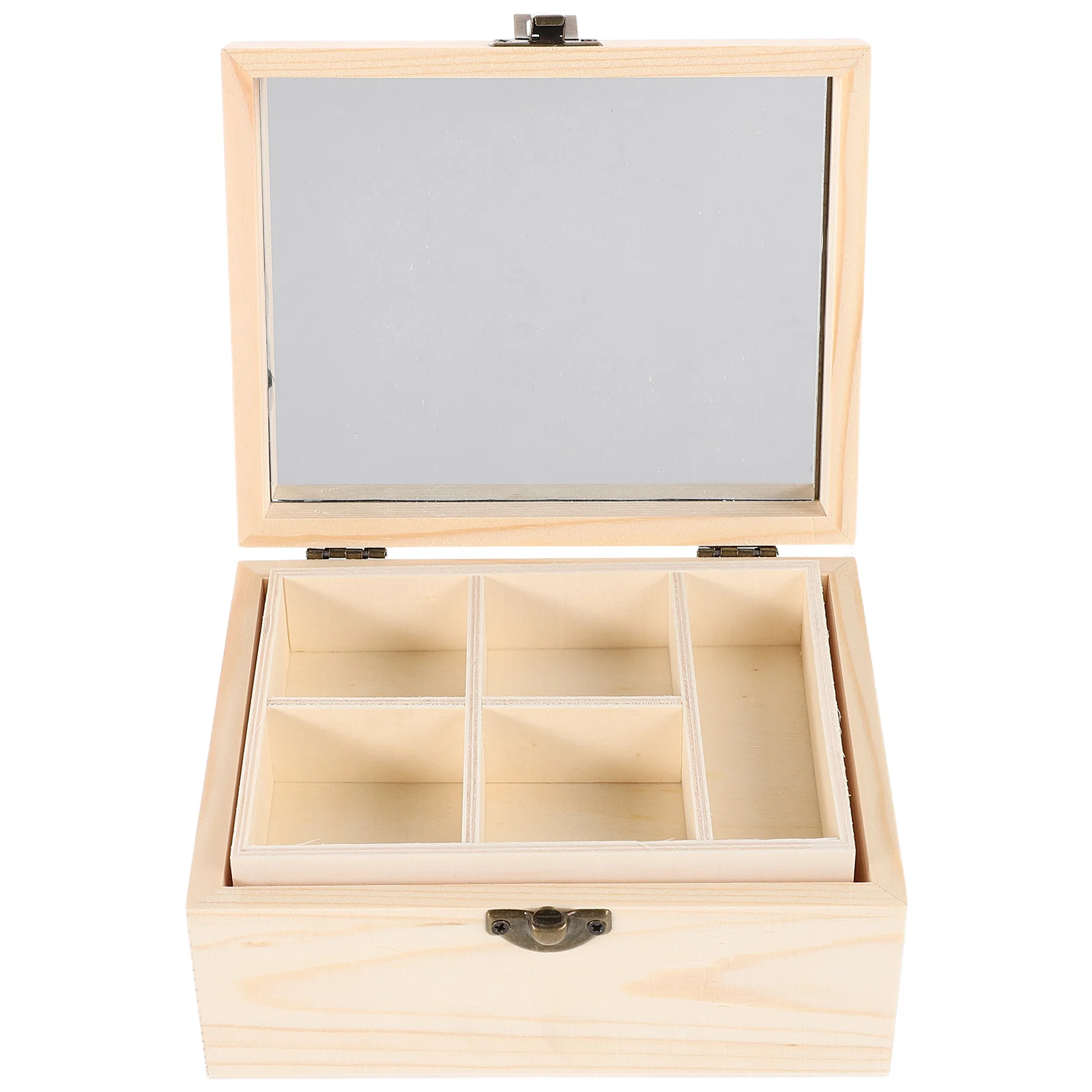 

Шкатулка для драгоценностей из цельного дерева, зеркало из сосны, многофункциональный органайзер, чехол для хранения колец, серег, ожерелий, сундук с сокровищами в деревенском стиле