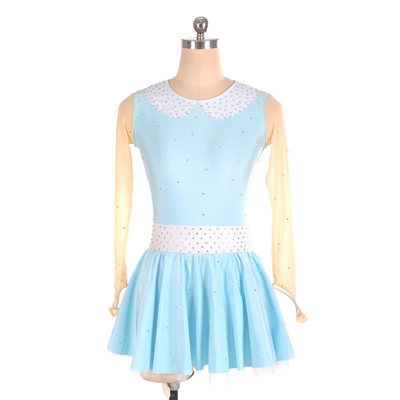 مخصص الشكل التزلج اللباس فتاة الأزرق دنة قاعة اللباس جودة المنافسة اللباس