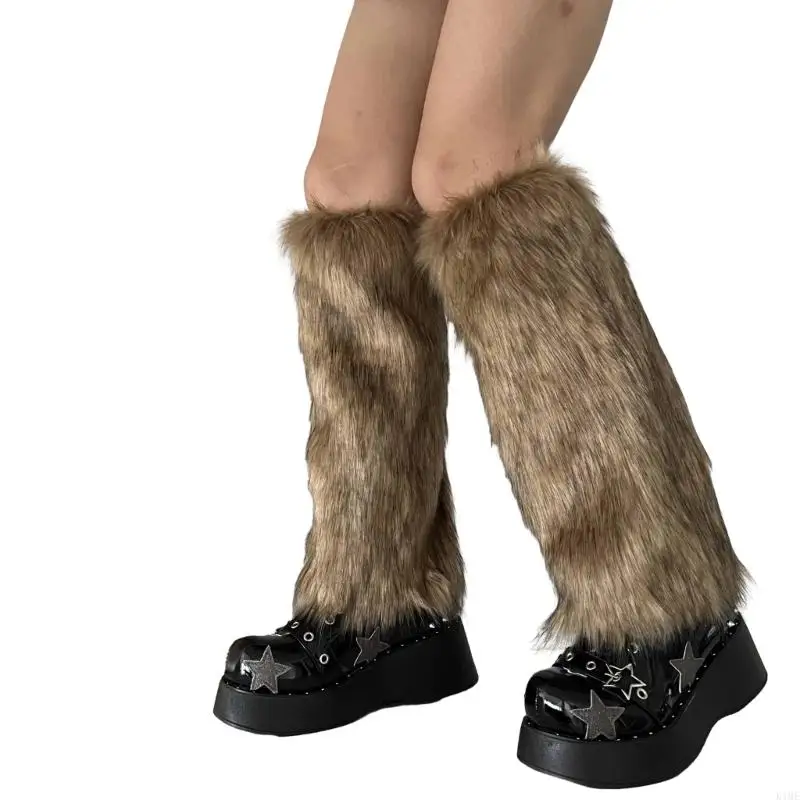 K1me Dames Faux Furs Leg Warmers Boot Winter Warm voetbedekking Y2K JK UNIFORMERDERS