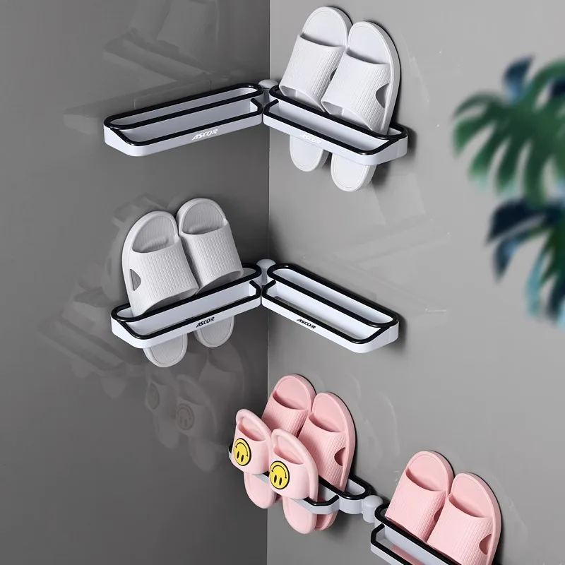 Badezimmer-Slipper-Rack, nicht stanzender Abfluss, wandmontiertes Aufbewahrungs-Schuhregal