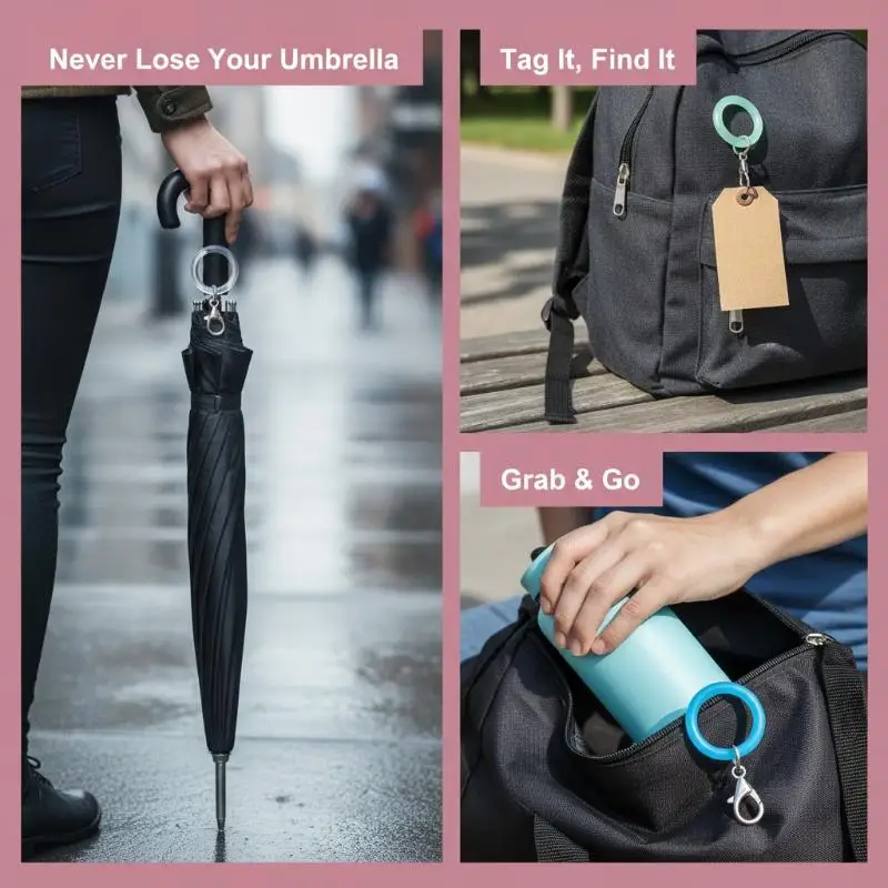 Silicone Umbrella Handle Rings Lightweight Portable 5/10 Pcs with Lobster Clasp for Outdoor Climbing Trekking Activities