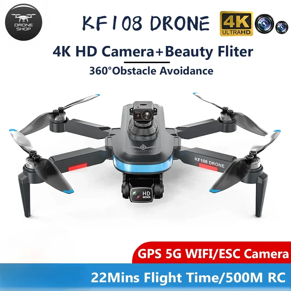 

KF108 GPS Drone Professional 4K HD Camera Drones Wifi Brushless 360° Obstacle Avoidance Brushless Motor RC Quadcopter Dron Toys