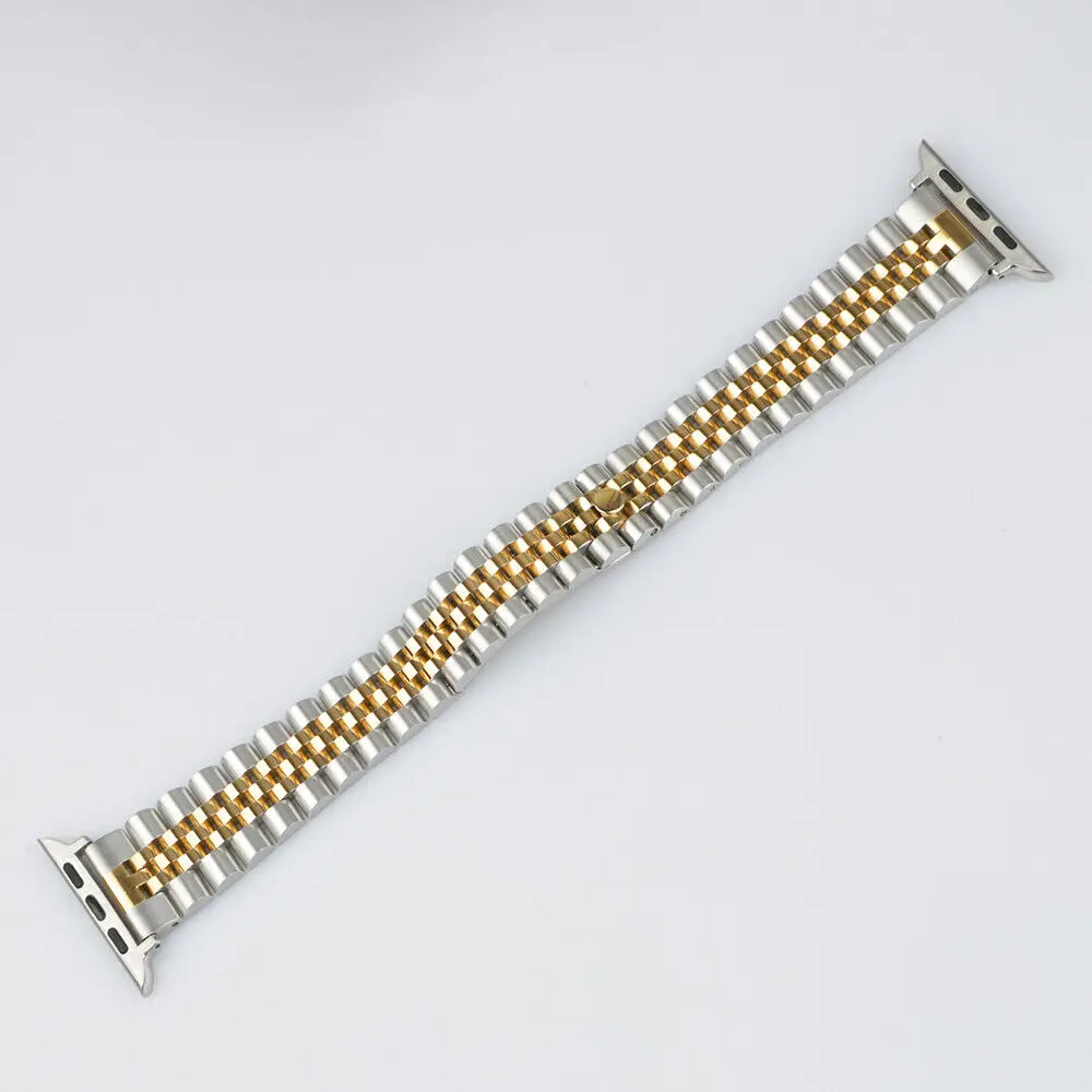 Half Gold Jubilee Watch Band With Adapter For Apple iWatch Series 7 45mm