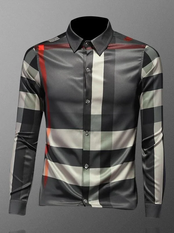 

Мужская осенняя рубашка с длинным рукавом, повседневная, приталенная, в клетку, деловая, в корейском стиле, больших размеров, из полиэфирного волокна