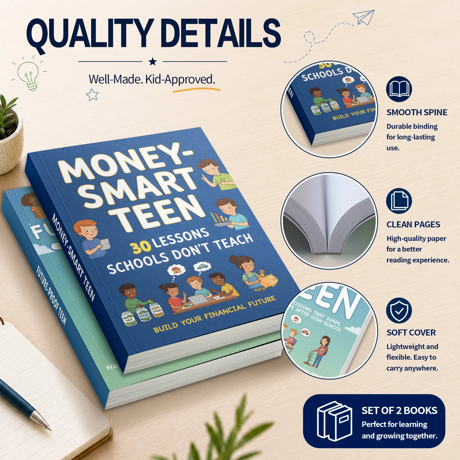 Teen Future Planning and Money Skills 2-Book Set, Future-Proof Teen + Money-Smart Teen, Books for Life Decisions
