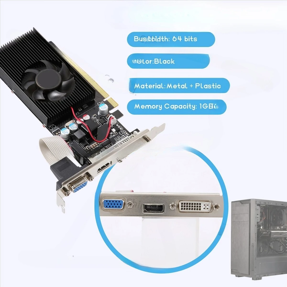 A98TGT210 1GB DDR2 64Bit Graphics Card PCIE 2.0 GPU HDMI-Compatible DVI VGA Desktop Video Card