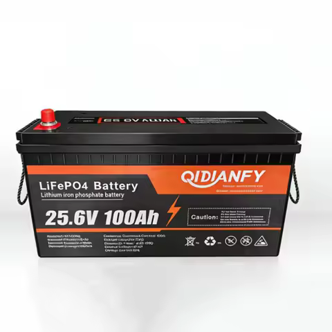 QIDIANFY 24V 100Ah LiFePO4 Lithium Battery Built-in 100A BMS 2560w Capacity for RV Home Backup Power Solar Off-grid Systems
