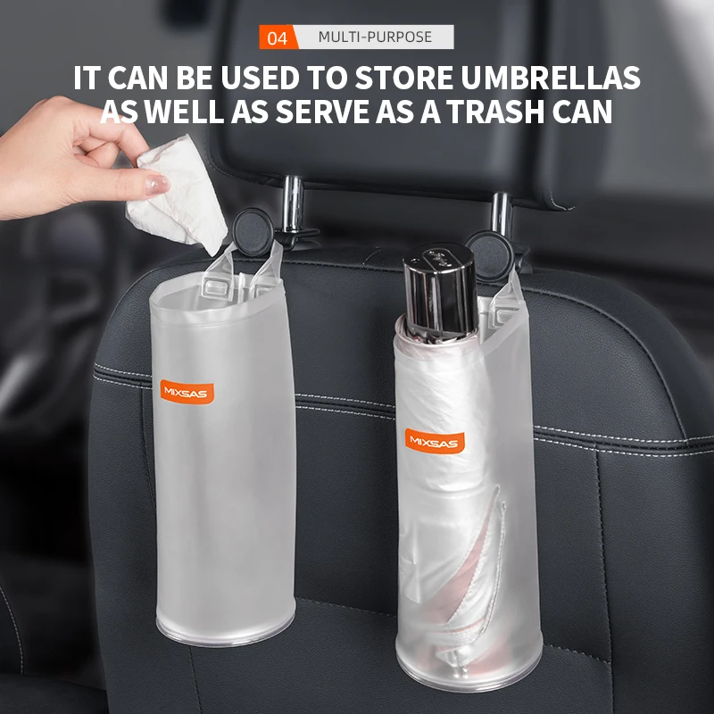 

MIXASA Car Umbrella Storage Bucket with Barb Holder Hanging Waterproof Bag Saving-space Back Seat Trash Can Interior Accessories