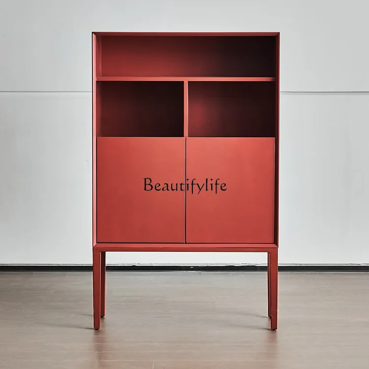 

Italian minimalist high cabinet baking paint Nordic light luxury storage decorative cabinet simple and modern