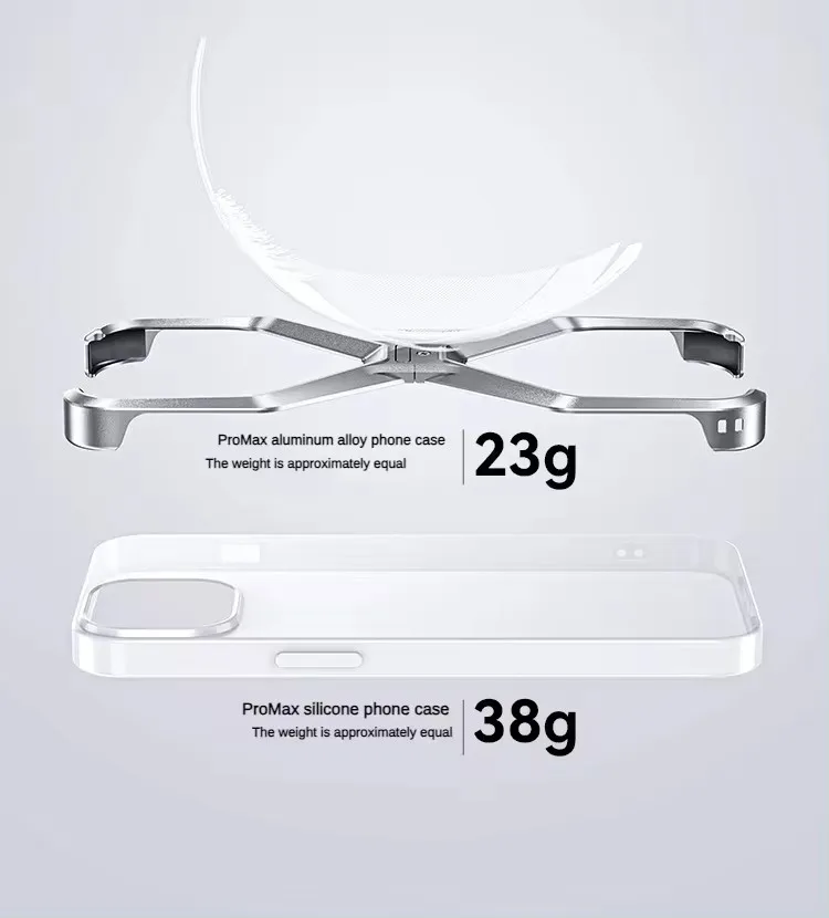 Aluminum Alloy Removable Rimless Phone Case For iPhone 13 14 15 Pro Max Shockproof Phone Cover Heat Dissipation Armor X Type