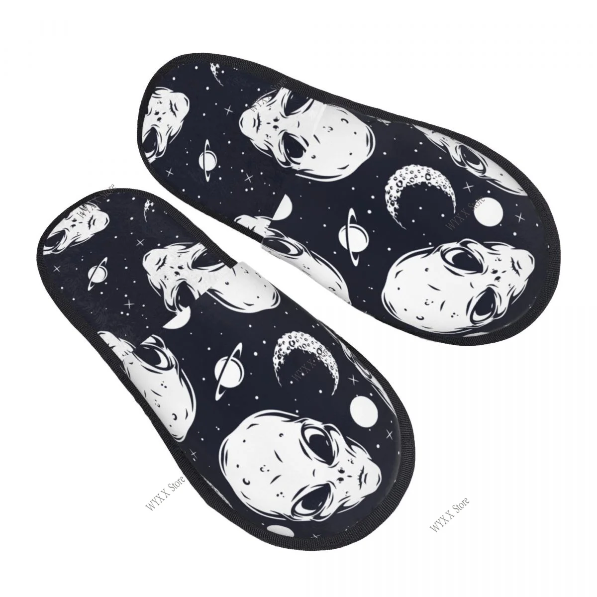 

Men Women Plush Indoor Slippers Alien UFO Moon Warm Soft Shoes Home Footwear Autumn Winter