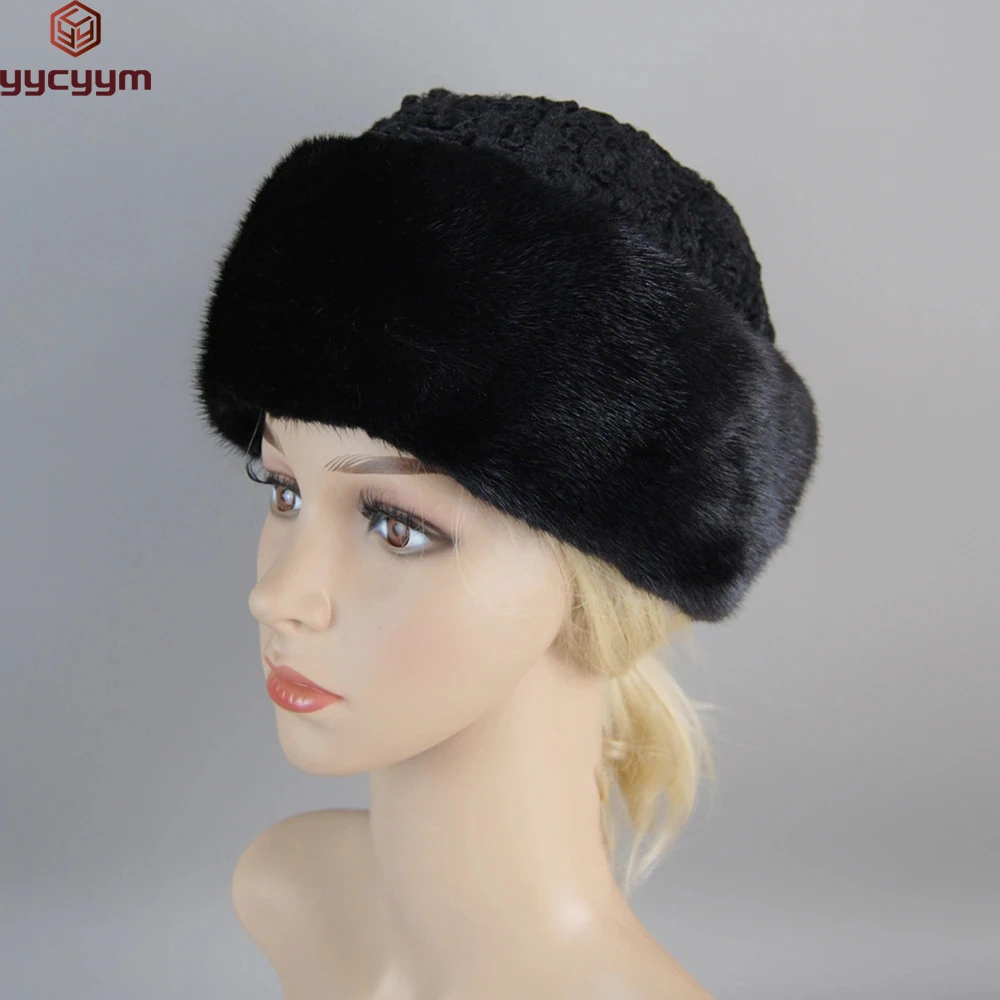 

Fashion Pure Marten Wool Hat Winter Russian Women's Warm Hat Whole Marten Sheepskin Hat Karaku Sheepskin Casual Outdoor Mink Hat