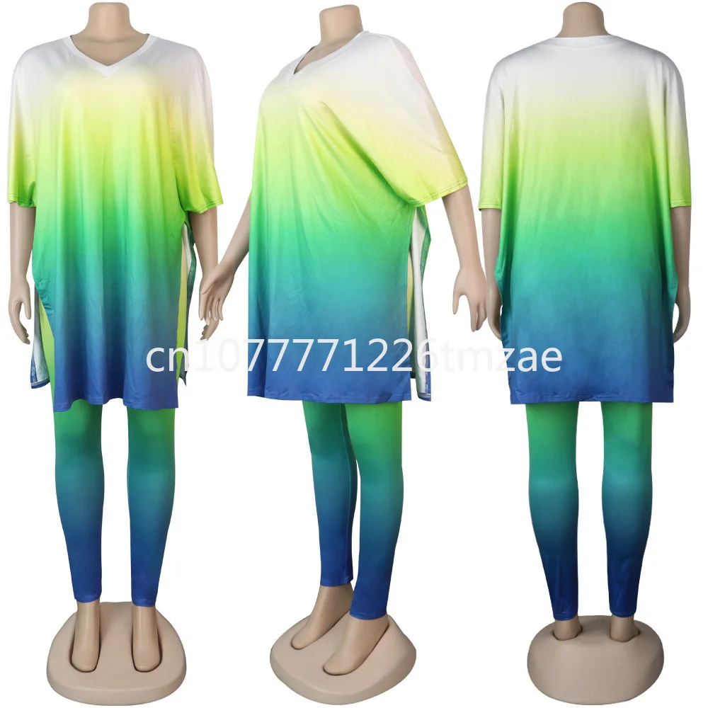 Plus Size Tie-Dye Printed Women Long-Sleeved Two-Piece Suit Trousers Casual Sweatshirt 2024 Autumn Suit