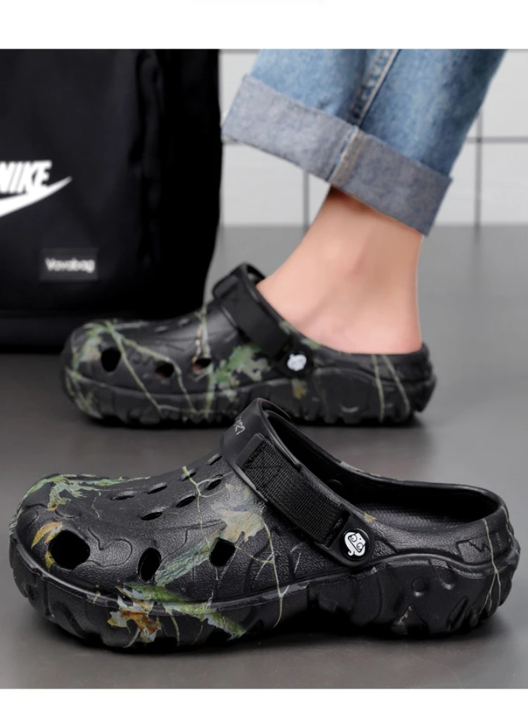 Sandales plates hommes chaussures 2025 pantoufles hommes jardin plate-forme sandales homme été sandales hommes baskets en plein air tongs maison sabots