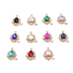 10Pcs 15 * 21MM Delicate Small Rhinestone Pendant Diy Wedding Clothing Headwear Gift Box Decoration Accessories