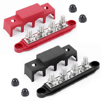 12V 250A Bus Bar Terminal M8 M10 Positive Negative Battery Power Distribution Block With Cover for Boat RV Truck Camper