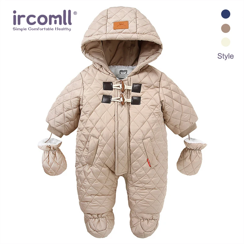 Ircomll 2024 winter unisex baby clothes romper baby girl boy newborn cheap Hooded Warm Autumn Jumpsuit Overalls 3M-24M