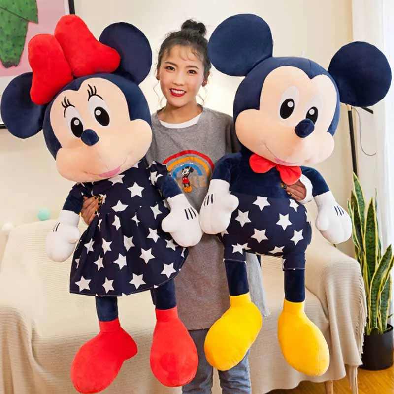 Disney-muñeco de peluche de Mickey y Minnie Mouse para niños, juguete de felpa suave, cojín de estrella, almohada para niñas, regalos de cumpleaños