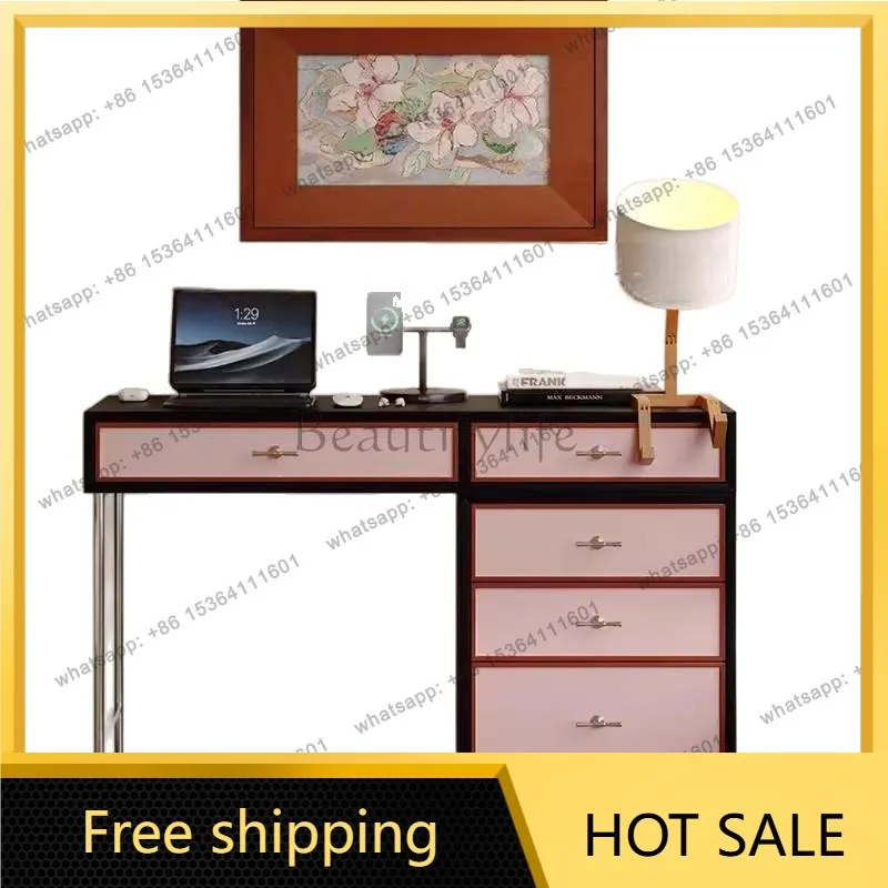 FG Vintage-style Dressing Table with Color-Block Storage Vintage-style Lacquered Vanity