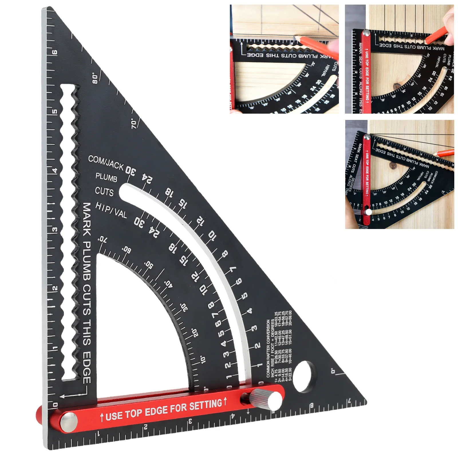 7.5 Inch Triangle Ruler Measurement Tool Aluminium Alloy Carpenter Square Layout Tool Rafter Framing Square Woodworking Tools