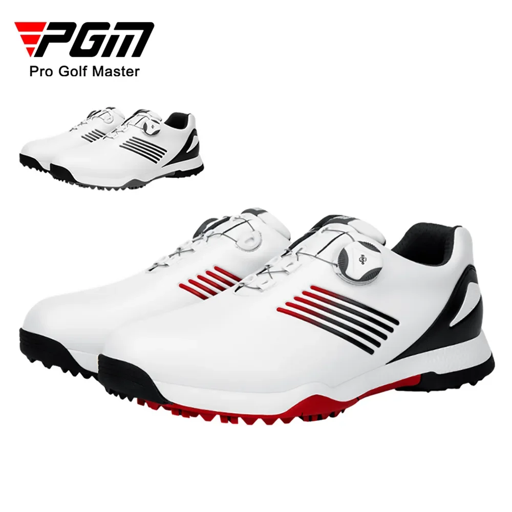 PGM Golf Shoes Mens Comfortable Knob Buckle Golf Men\'S Shoes Waterproof Genuine Leather Sneakers Spikes Nail Non-Slip XZ152