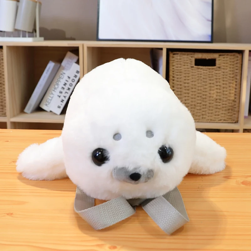 Seal Plush Backpack Kawaii Fashion Plushie Doll Fur Bag Children\'s Bag Shoulder Bag Mini Knapsack Bags Gifts For Girlfriend