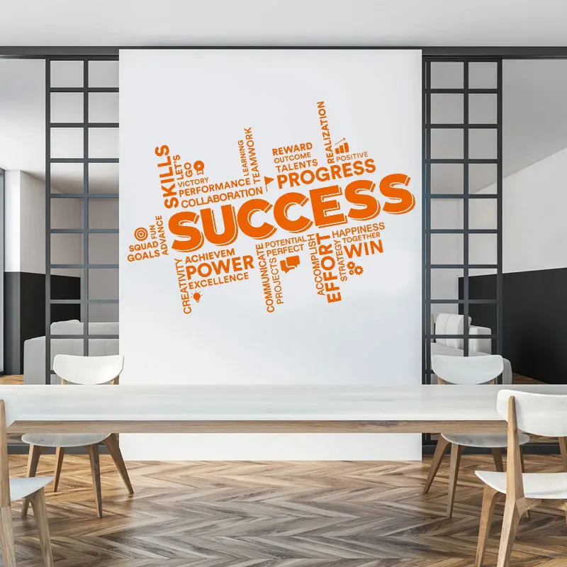 Success Words Office Quotes Wall Decals Vinyl Modern Office Business Studio Decor Motivational Art Sticker Removable Murals 3O06