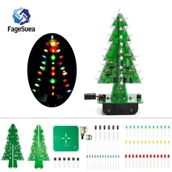 Kit de soudure d'arbre de Noël 3D, pratique de la science électronique, assemblage, 3 documents, 7 documents, LED non clignotante, PCB, kits électroniques de bricolage