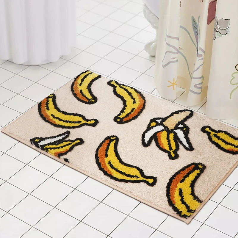 Fruit Banana Peach Print Floor Mat Absorbent Carpet for Bathroom Kid's Room Anti Slip Foot Rugs Bedroom Washable Decor Doormat