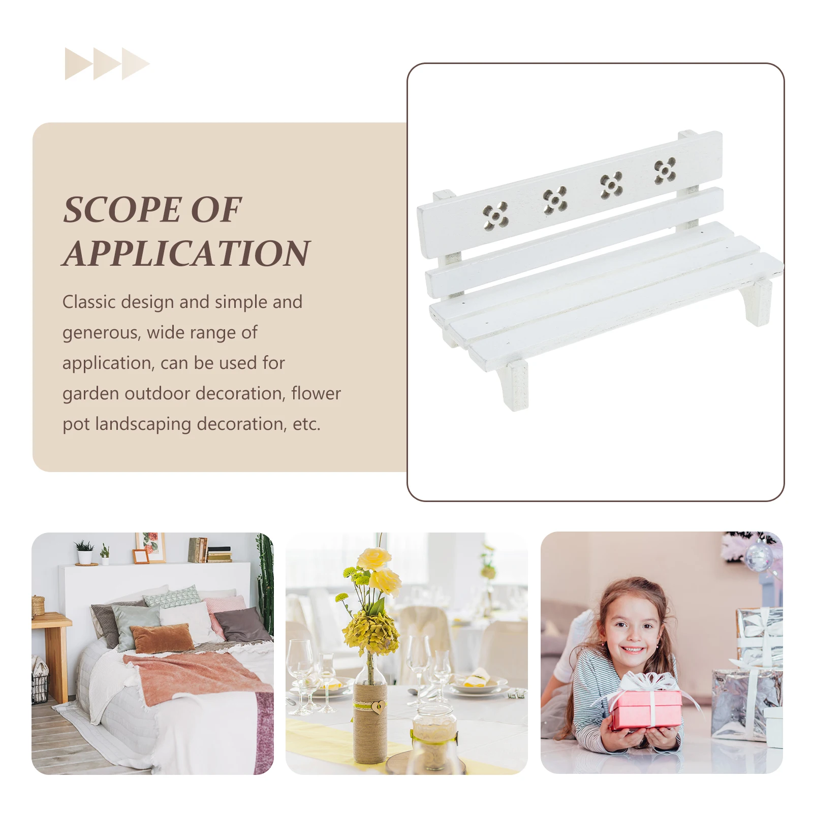 

Statue Wooden Park Bench Ornaments Fairy Garden Accessories Miniature Dollhouse Model