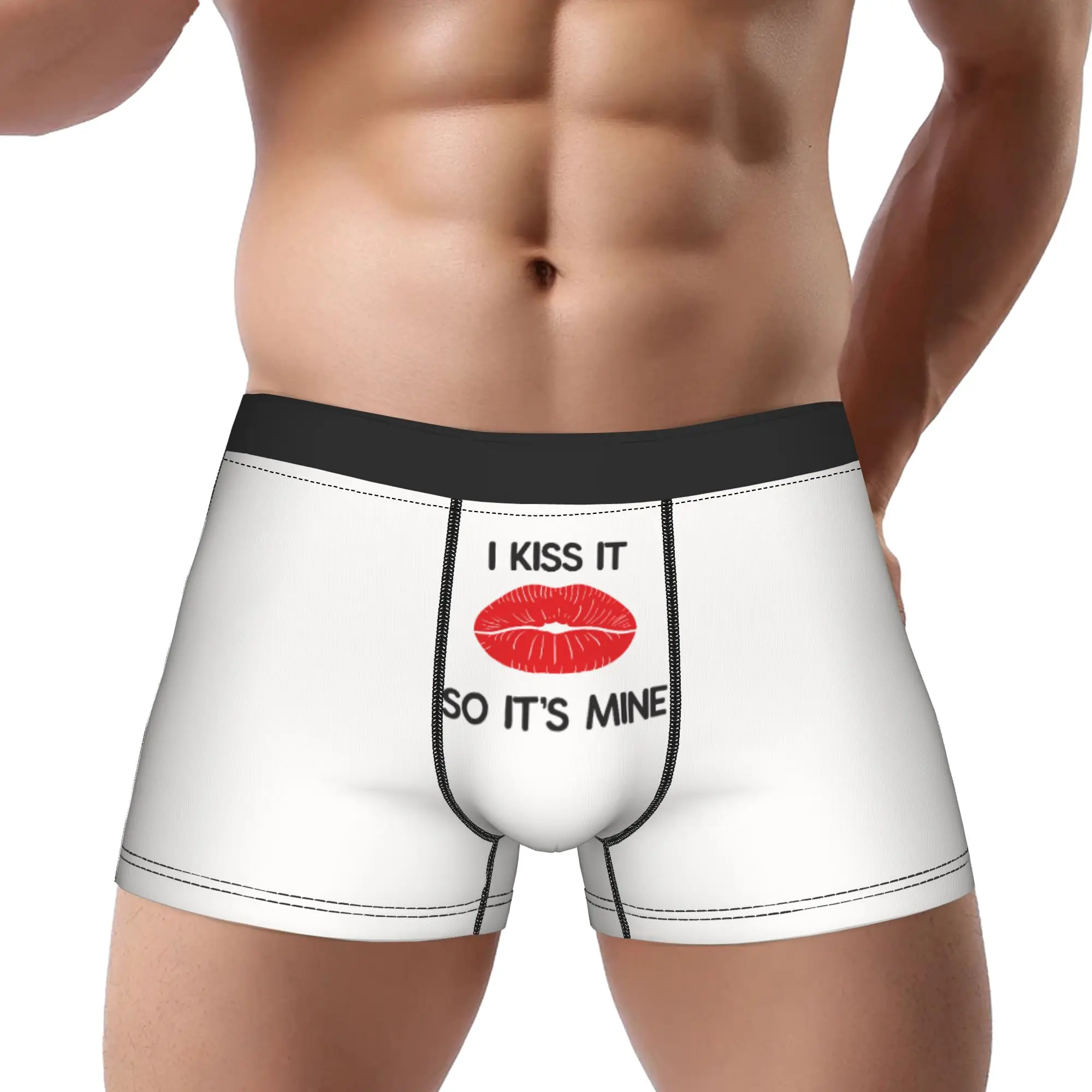 

I Kiss It So Its Mine Underwear Man Polyester Boxer Briefs Underpants Printed