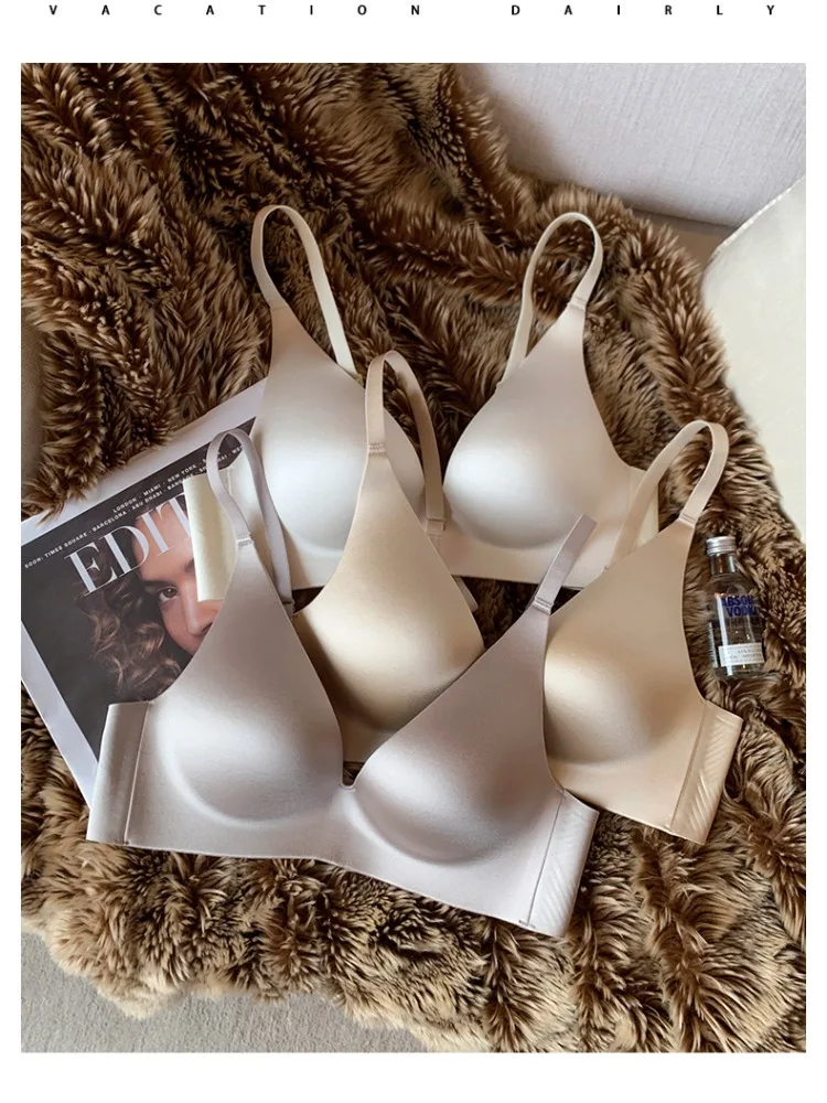 Todos os dias cetim deslizamento feminino pequeno busto sem costura uma peça suporte sem fio anti flacidez conforto wear S-XL milyu sutiã sexy 32-38