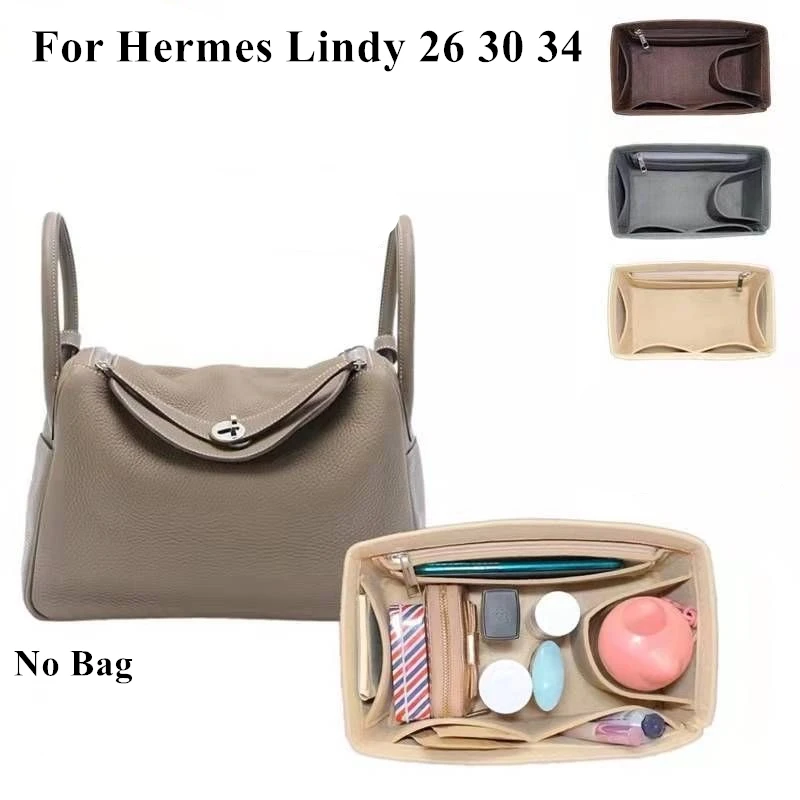 For Hermes Lindy 26 30 34 Handbag Felt Bag Organizer Inner Liner  Accessories Portable Cosmetic Storage Insert Bag