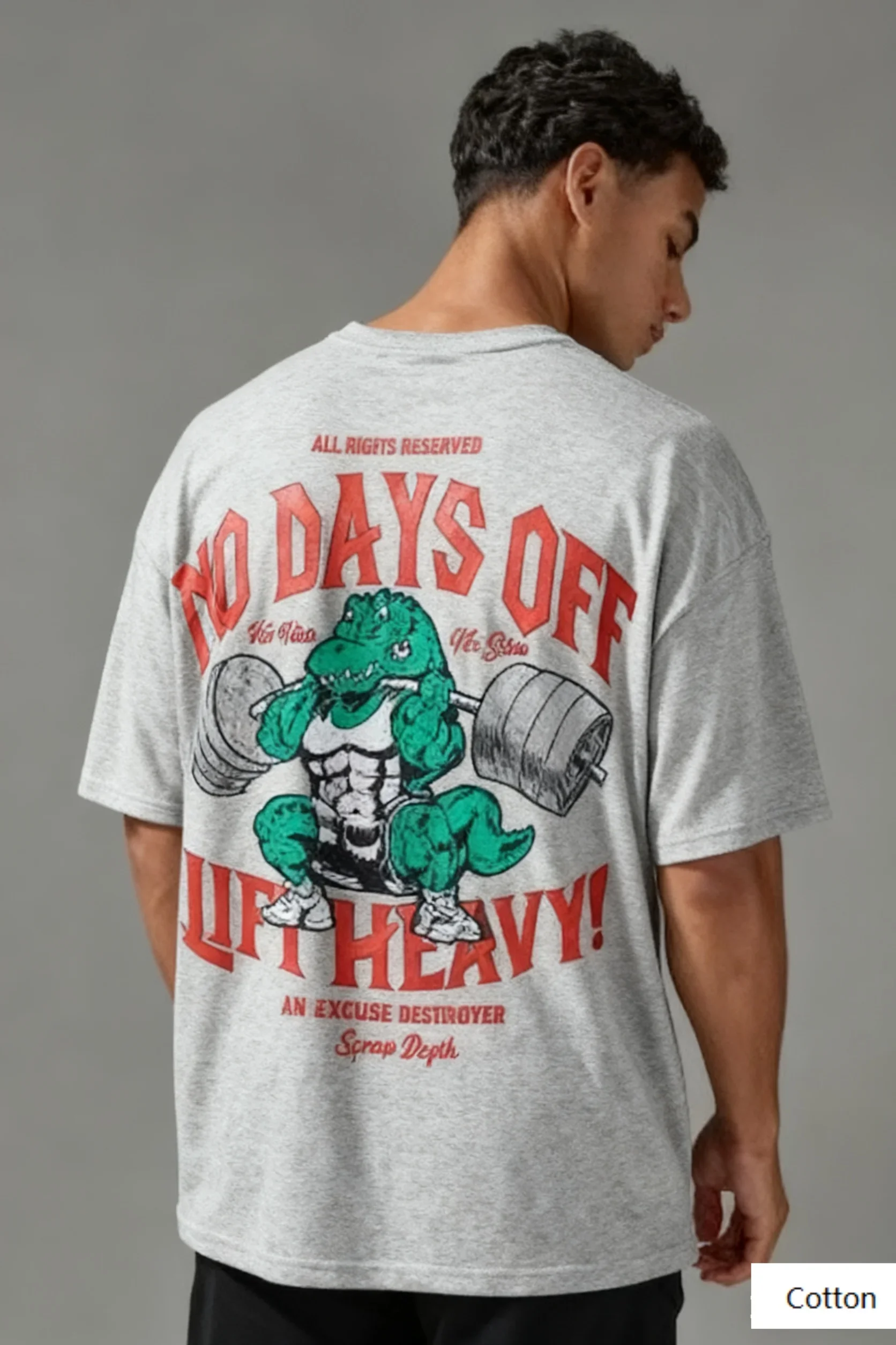 

Nostalgic - Fitness - Trendy - Personality - Vibe Crew Neck T - Shirt Displaying A Retro - Style Crocodile - Lifting - Motif